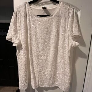 ~Anne Klein~ Elegant White Sequin Top